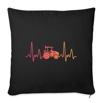 Tractor sunset heartbeat farmer - Sofa pillowcase 17,3'' x 17,3'' (45 x 45 cm) - black - Front
