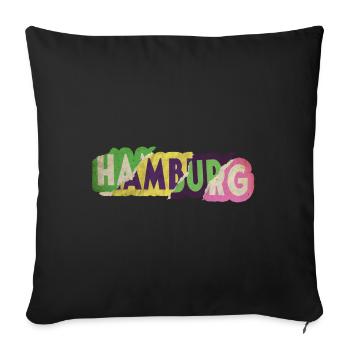 Hambourg Allemagne City Font Punk Retro - Housse de coussin décorative 45 x 45 cm - noir - Devant