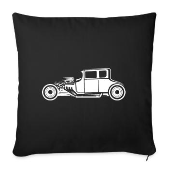 Icône Hot Rod Illustration de voiture ancienne icône graphique - Housse de coussin décorative 45 x 45 cm - noir - Devant
