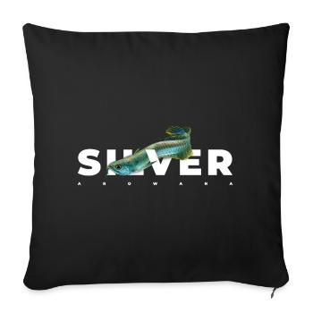 Silberner Arowana Monster Fischhüter - Sofakissenbezug 45 x 45 cm - Schwarz - Vorne