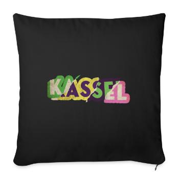 Kassel Allemagne Ville Police Punk Rétro - Housse de coussin décorative 45 x 45 cm - noir - Devant