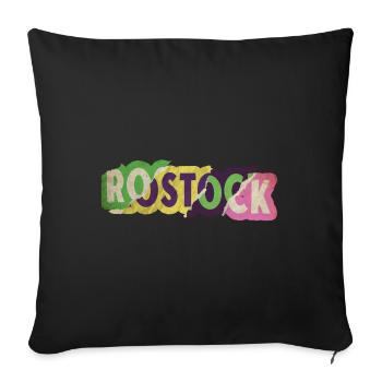 Rostock Germany City Font Punk Retro - Sofa pillowcase 17,3'' x 17,3'' (45 x 45 cm) - black - Front