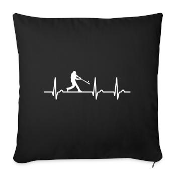 EKG Kurve - Herzkurve - Puls - Sport - Baseball - Sofakissenbezug 45 x 45 cm - Schwarz - Vorne
