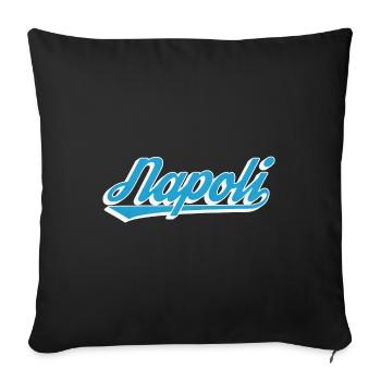 Napoli Retro Script Blau - Sofakissenbezug 45 x 45 cm - Schwarz - Vorne