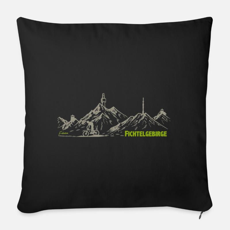 Fichtelgebirge Zeichnung mit Kösseine Schneeberg - Sofakissenbezug 45 x 45 cm - Schwarz