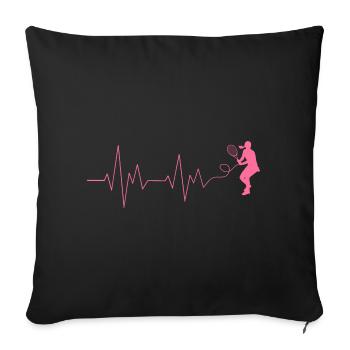 Tennis Player Heartbeat Tennis Player Gift - Sofa pillowcase 17,3'' x 17,3'' (45 x 45 cm) - black - Front