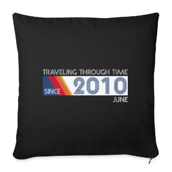 Drôle de voyage dans le temps anniversaire Design juin 2010 - Housse de coussin décorative 45 x 45 cm - noir - Devant