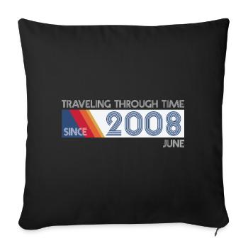 Drôle de voyage dans le temps anniversaire Design juin 2008 - Housse de coussin décorative 45 x 45 cm - noir - Devant