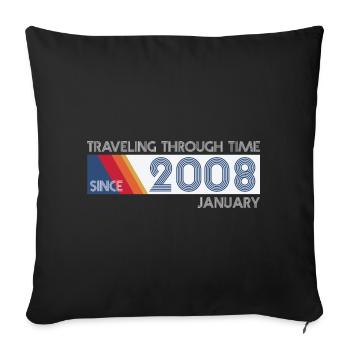 Drôle de voyage dans le temps anniversaire Design janvier 2008 - Housse de coussin décorative 45 x 45 cm - noir - Devant