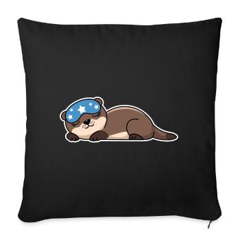 Adorable loutre endormie avec masque étoilé - Housse de coussin décorative 45 x 45 cm - noir - Devant