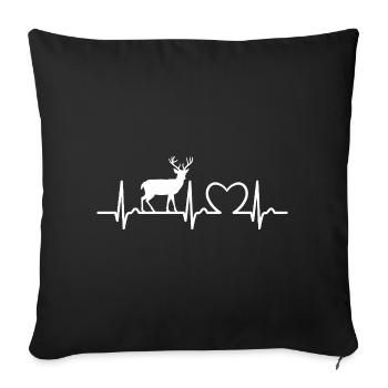 Hirsch ECG Curve - Heart Curve - Pulse - Sofa pillowcase 17,3'' x 17,3'' (45 x 45 cm) - black - Front