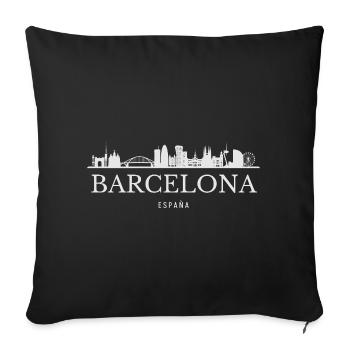 Barcelona Skyline, Barcelona Spanien - Sofakissenbezug 45 x 45 cm - Schwarz - Vorne