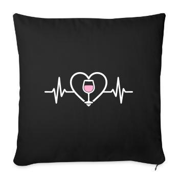 Vin Rosé Cœur - Housse de coussin décorative 45 x 45 cm - noir - Devant