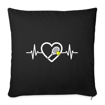 Tennis Cœur Raquette Balle Sport Passion - Housse de coussin décorative 45 x 45 cm - noir - Devant