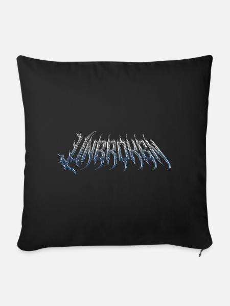 Unbroken – kaltmetallischer Chromtext - Sofakissenbezug 45 x 45 cm - Schwarz