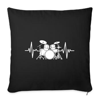 Heartbeat Drumset Pattern - Sofa pillowcase 17,3'' x 17,3'' (45 x 45 cm) - black - Front