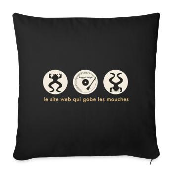 Grenouille DJ Cercle Badge - Housse de coussin décorative 45 x 45 cm - noir - Devant