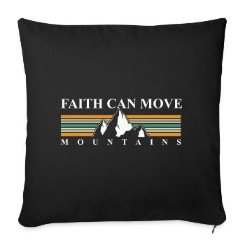 La foi déplace les montagnes – Paysage montagneux rétro - Housse de coussin décorative 45 x 45 cm - noir - Devant