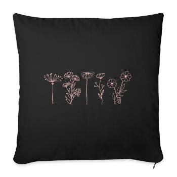 Minimalist Wildflower, Boho Floral Line Art  - Sofakissenbezug 45 x 45 cm - Schwarz - Vorne