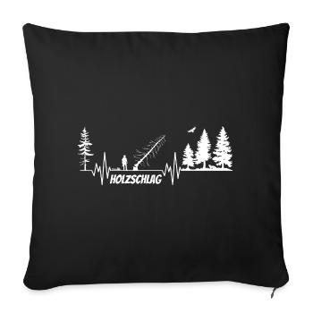 Herzschlag Puls Holzfäller Motorsäge WHITE v2 - Sofakissenbezug 45 x 45 cm - Schwarz - Vorne