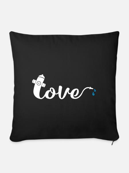 Love Firefighter - Feuerwehr - Sofakissenbezug 45 x 45 cm - Schwarz