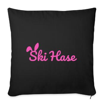 Ski Rabbit Ski Party Snow Winter Slope pink - Sofa pillowcase 17,3'' x 17,3'' (45 x 45 cm) - black - Front