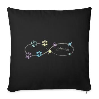 Animal love dog paws - Sofa pillowcase 17,3'' x 17,3'' (45 x 45 cm) - black - Front