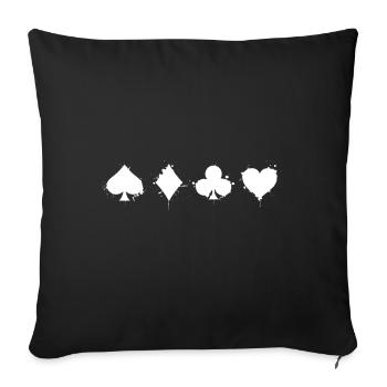 Pik Karo Cross Heart - Card Game Poker Gift - Sofa pillowcase 17,3'' x 17,3'' (45 x 45 cm) - black - Front