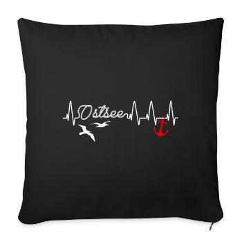 Ancre de battement de coeur amour baltique - Housse de coussin décorative 45 x 45 cm - noir - Devant