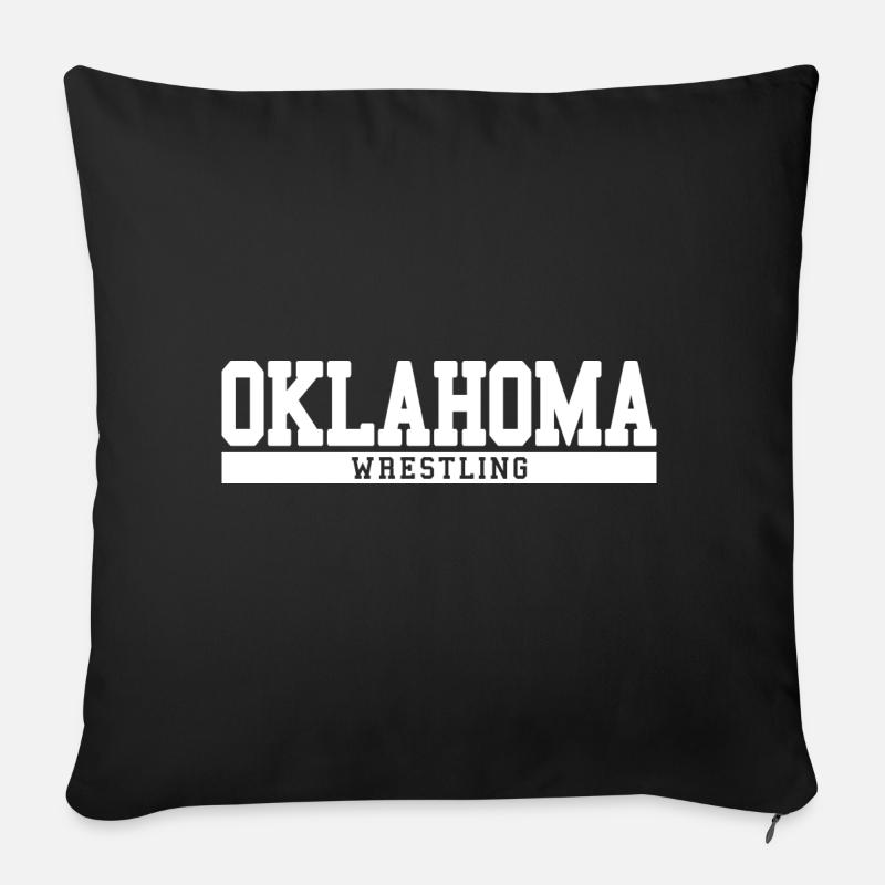 Oklahoma Wrestling - Sofa pillowcase 17,3'' x 17,3'' (45 x 45 cm) - black