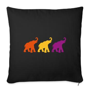 Trois éléphants aiment la méditation yoga inde - Housse de coussin décorative 45 x 45 cm - noir - Devant