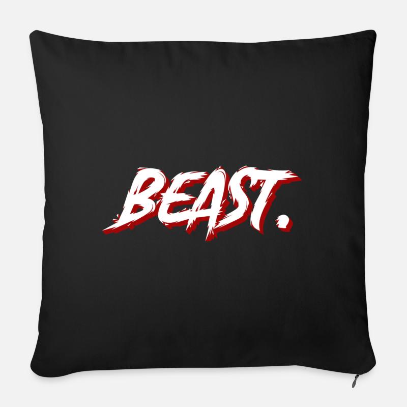 Beast Graffiti Brush Texte - Housse de coussin décorative 45 x 45 cm - noir