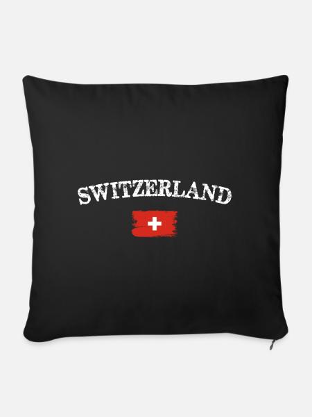Schweizer Bürstenflaggenbogen - Sofakissenbezug 45 x 45 cm - Schwarz