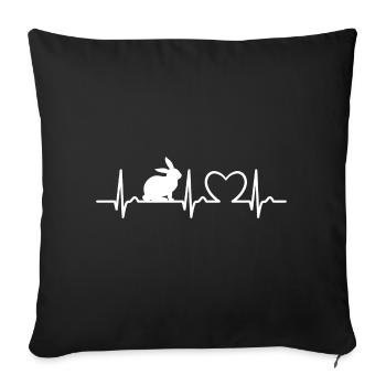 Heart Curve - Pulse Rabbit - Forest, Nature, Species Protection - Sofa pillowcase 17,3'' x 17,3'' (45 x 45 cm) - black - Front