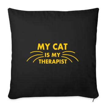 my cat is my therapist - Sofa pillowcase 17,3'' x 17,3'' (45 x 45 cm) - black - Front