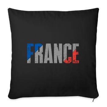 Frankreich Flagge Distressed Typografie - Sofakissenbezug 45 x 45 cm - Schwarz - Vorne