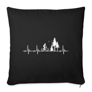 Radfahrer Herzschlag mit Fahrrad und Wald Geschenk - Sofakissenbezug 45 x 45 cm - Schwarz - Vorne
