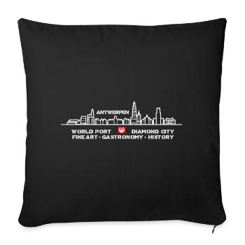 Ville commerçante d’Anvers et ligne d’horizon de la ville d’art - Housse de coussin décorative 45 x 45 cm - noir - Devant