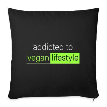 accro au mode de vie végétalien - Housse de coussin décorative 45 x 45 cm - noir - Devant