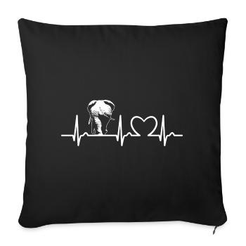 ECG curve - heart curve - pulse - elephant - nature - Sofa pillowcase 17,3'' x 17,3'' (45 x 45 cm) - black - Front