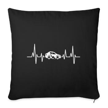 E-car electric car heartbeat - Sofa pillowcase 17,3'' x 17,3'' (45 x 45 cm) - black - Front