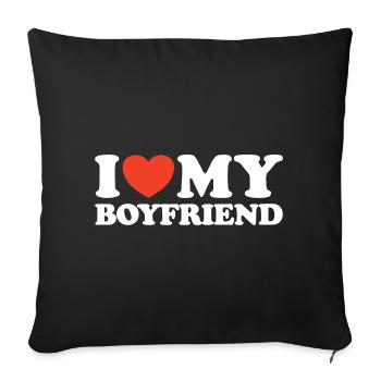 I love my boyfriend heart shirt - Sofa pillowcase 17,3'' x 17,3'' (45 x 45 cm) - black - Front