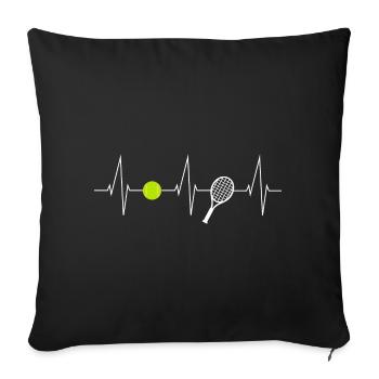 Tennis heartbeat with tennis ball & tennis racket - Sofa pillowcase 17,3'' x 17,3'' (45 x 45 cm) - black - Front