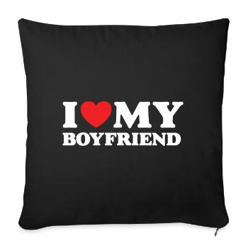 J’aime mon petit ami - Housse de coussin décorative 45 x 45 cm - noir - Devant