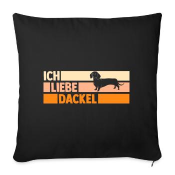 Hund Dackel - Sofakissenbezug 45 x 45 cm - Schwarz - Vorne