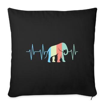 Colorful Colors Elephant Elephant Heartbeat Symbol - Sofa pillowcase 17,3'' x 17,3'' (45 x 45 cm) - black - Front