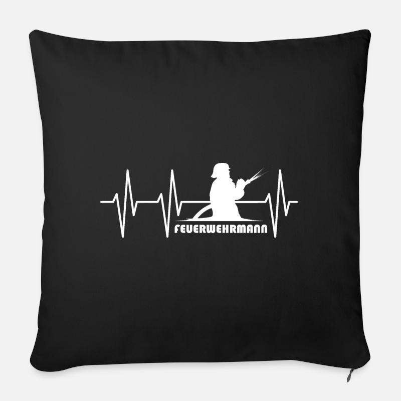 Feuerwehrmann Puls Herzschlag Feuerwehr Icon Logo - Sofakissenbezug 45 x 45 cm - Schwarz