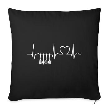 ECG Curve - Heart Curve - Kitchen - Kitchen Appliance - Sofa pillowcase 17,3'' x 17,3'' (45 x 45 cm) - black - Front