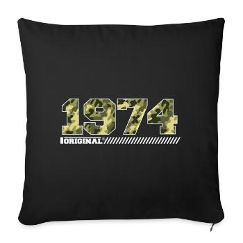 1974 Cadeau Anniversaire Vintage 1974 Armée - Housse de coussin décorative 45 x 45 cm - noir - Devant