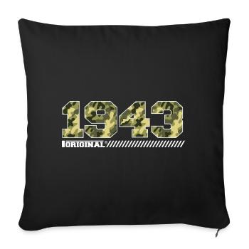 Cadeau d’anniversaire 1943 Vintage 1943 Armée - Housse de coussin décorative 45 x 45 cm - noir - Devant